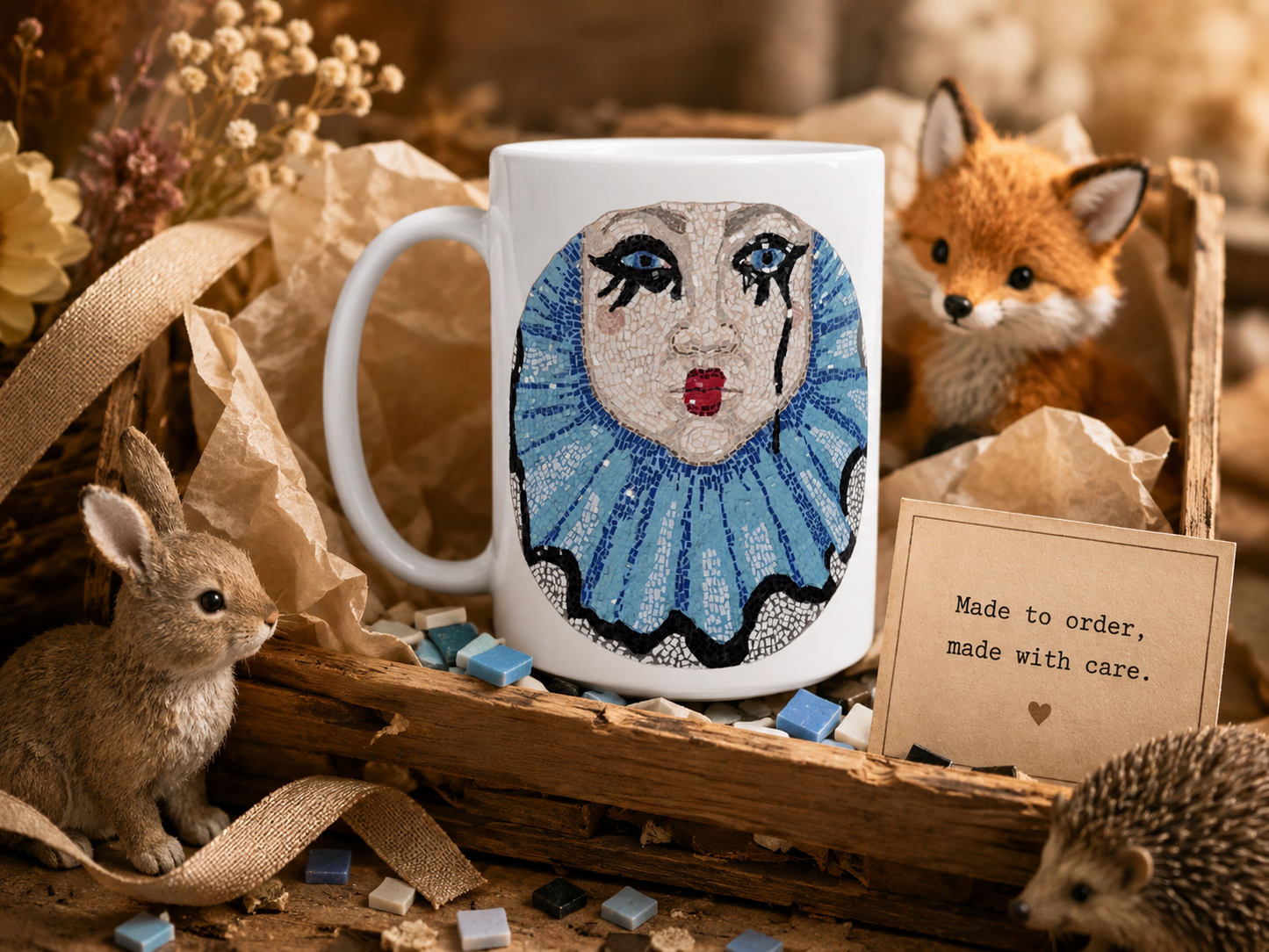 Sad Clown Pop Culture Mosaic Mug – 15oz