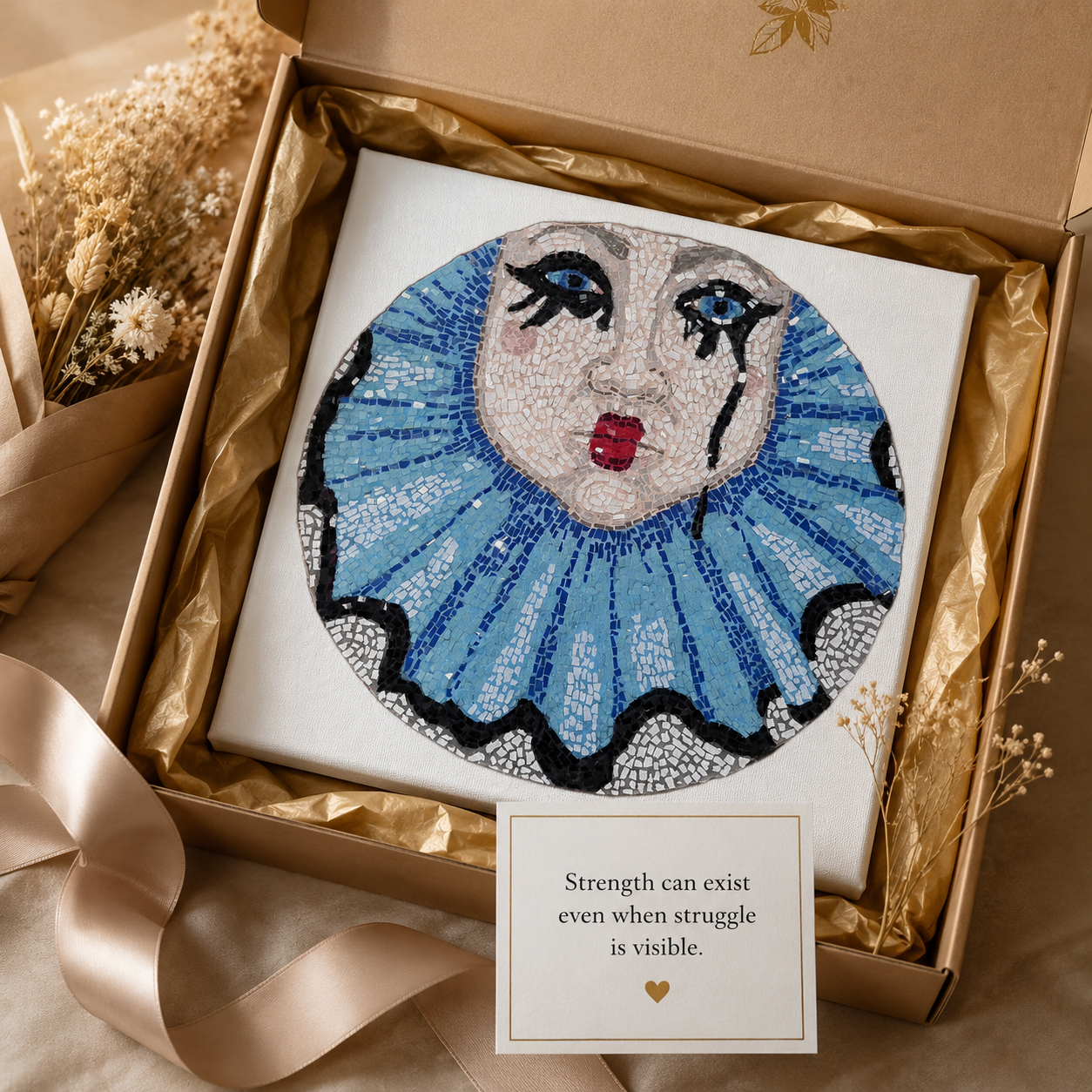 Sad Clown Canvas Print | Emotional Mosaic Wall Art