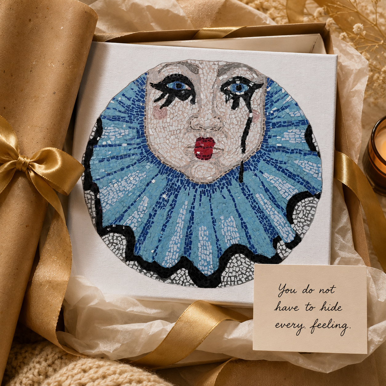 Sad Clown Canvas Print | Emotional Mosaic Wall Art