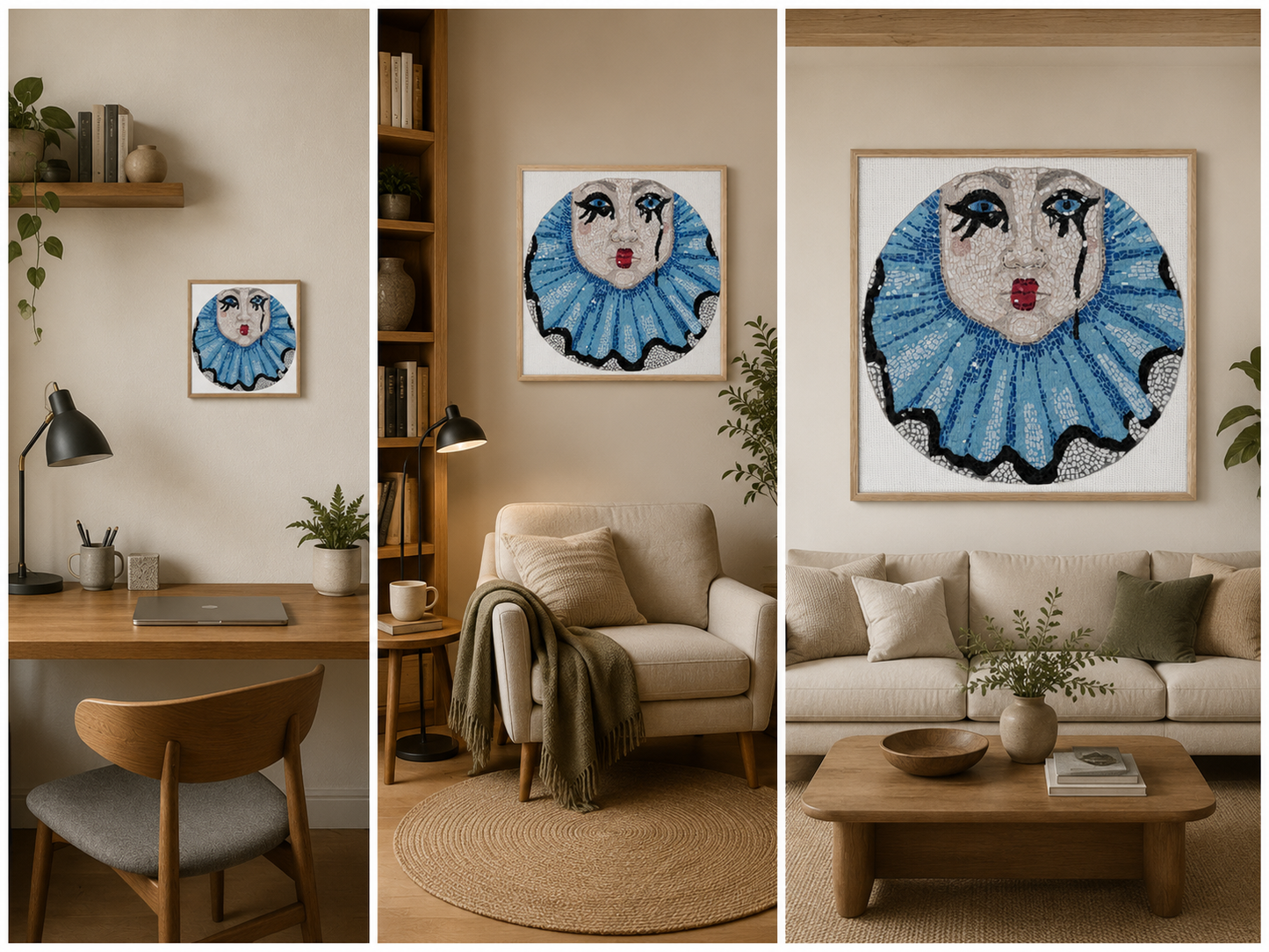 Sad Clown Pop Culture Mosaic Framed Canvas Print
