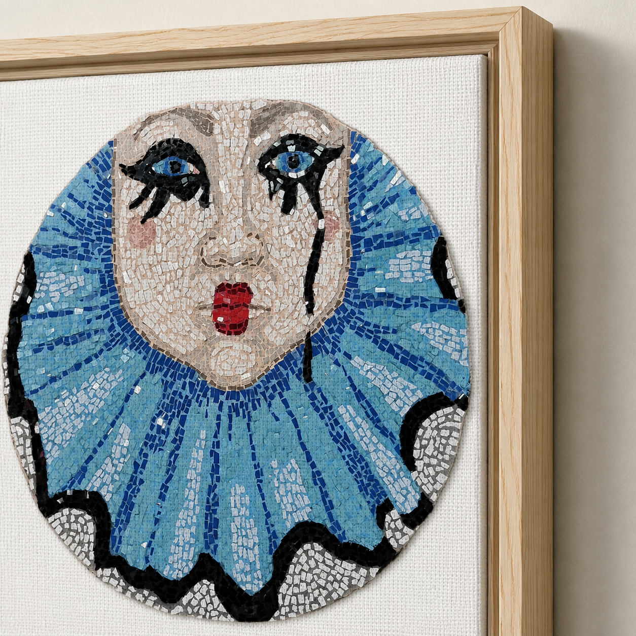 Sad Clown Pop Culture Mosaic Framed Canvas Print