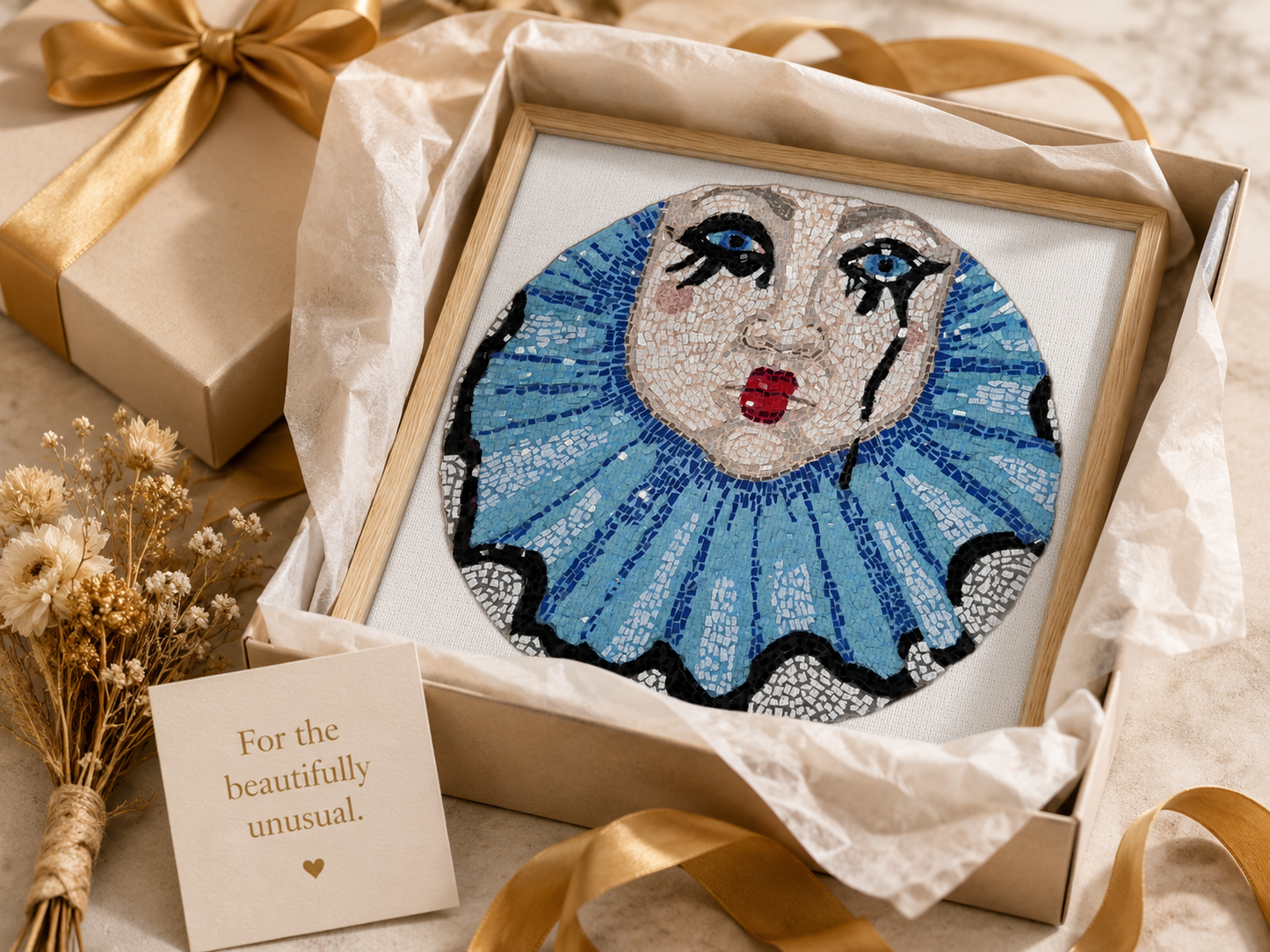 Sad Clown Pop Culture Mosaic Framed Canvas Print