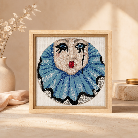 Sad Clown Pop Culture Mosaic Framed Canvas Print