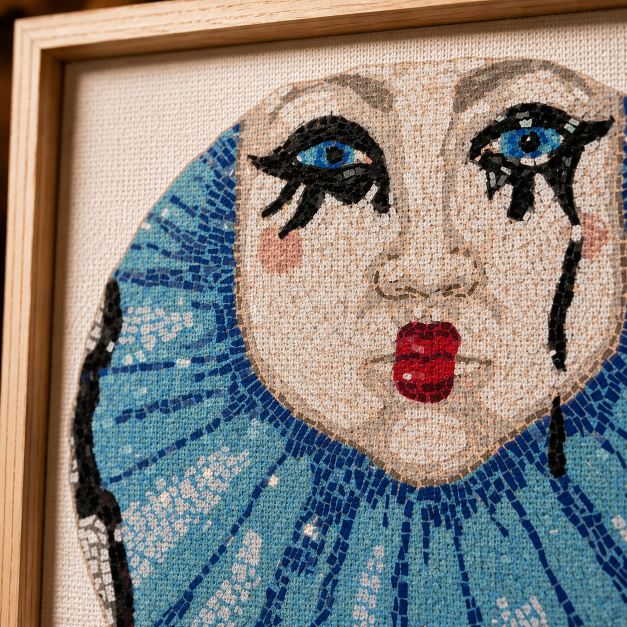 Sad Clown Pop Culture Mosaic Framed Canvas Print