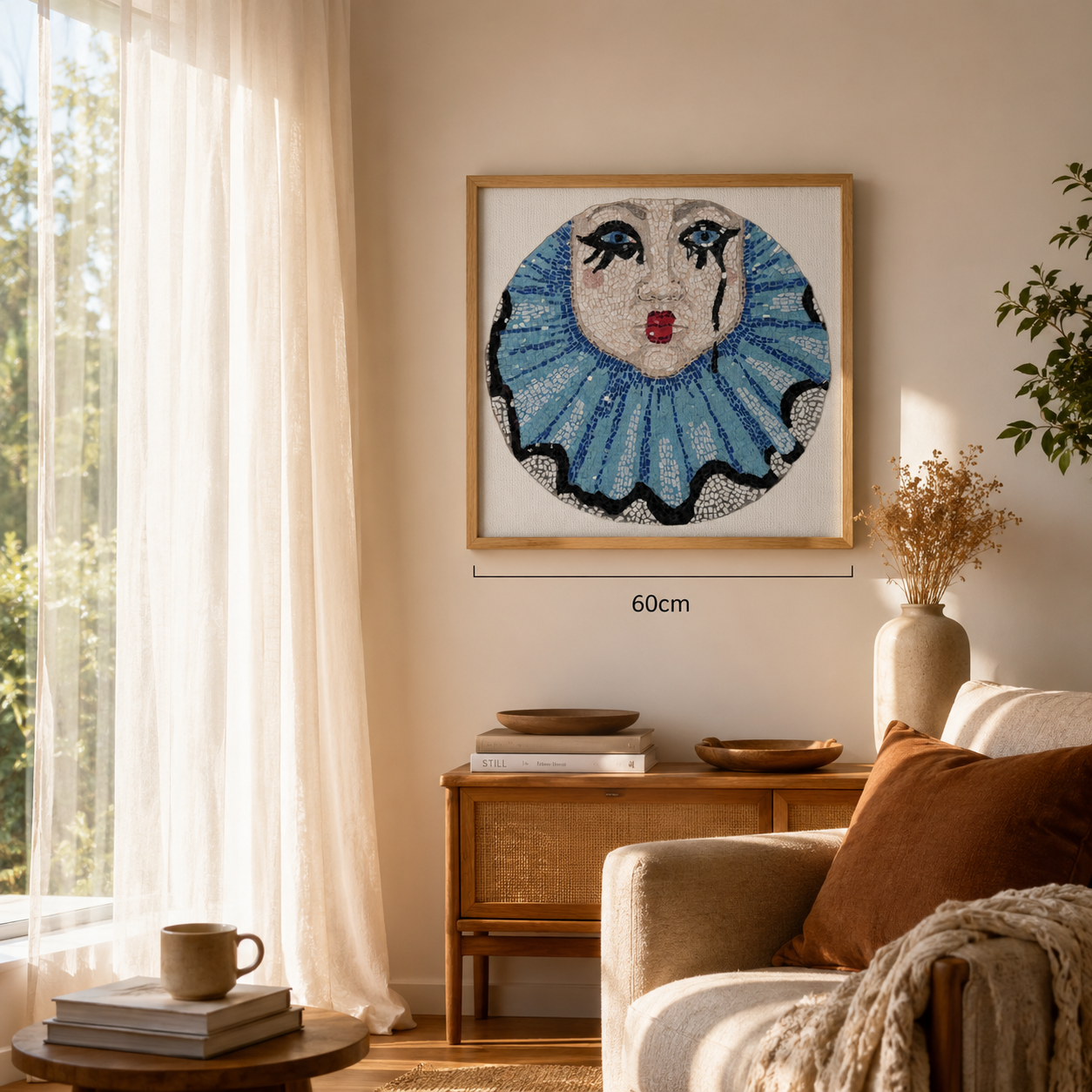 Sad Clown Pop Culture Mosaic Framed Canvas Print