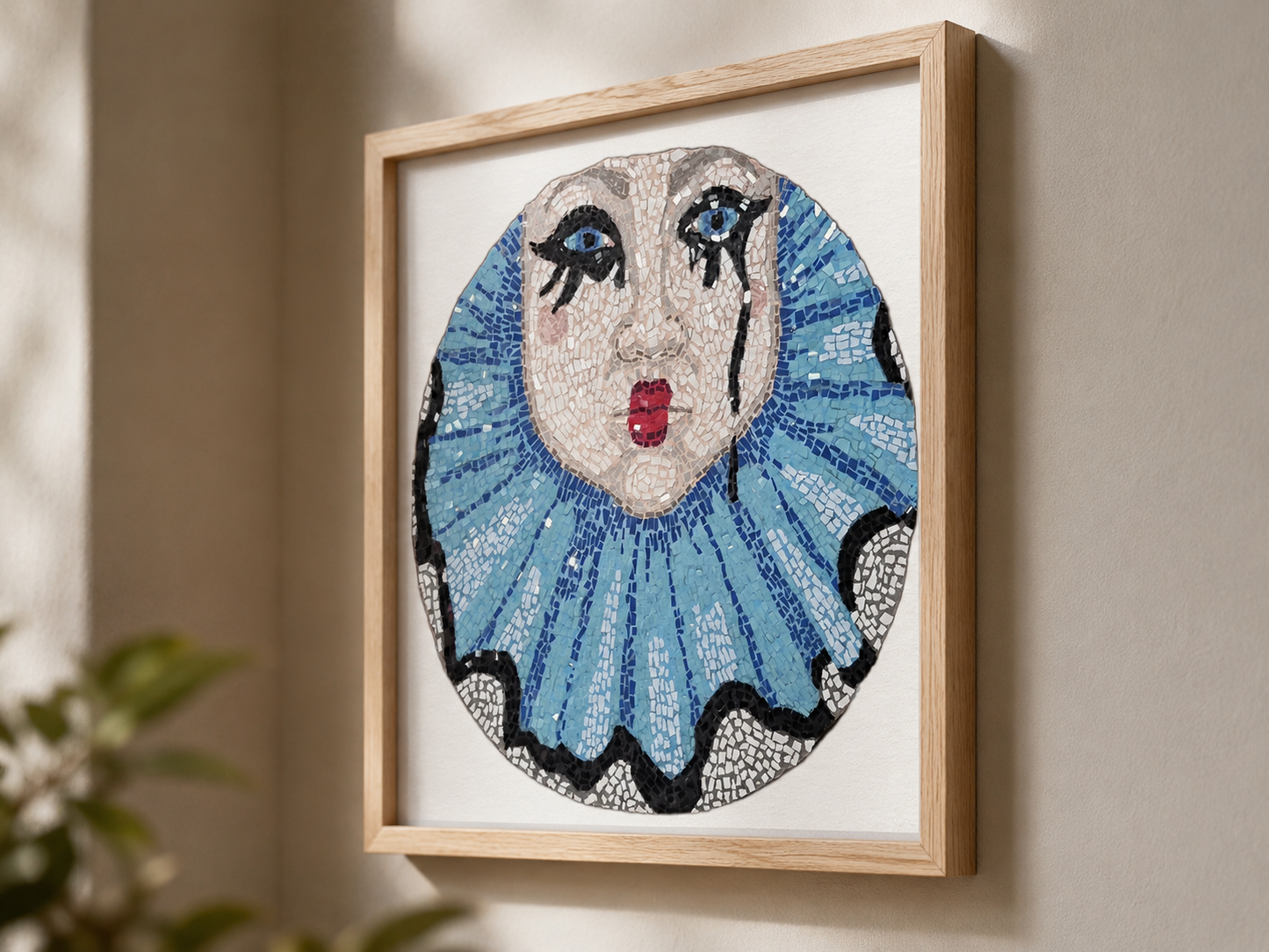 Sad Clown Pop Culture Mosaic Premium Framed Poster