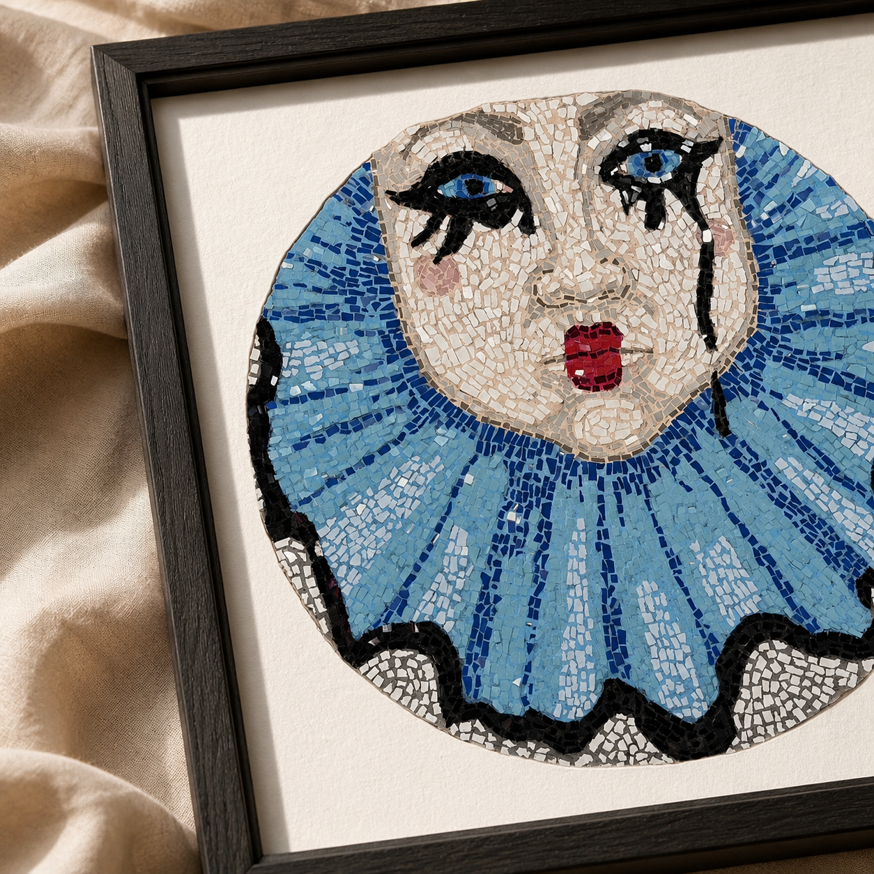 Sad Clown Pop Culture Mosaic Premium Framed Poster