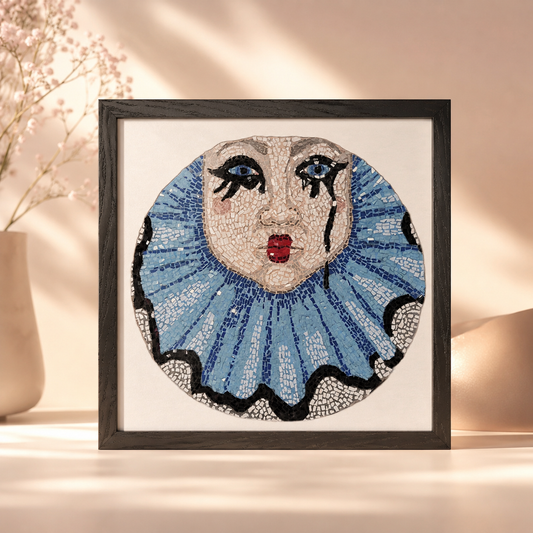 Sad Clown Pop Culture Mosaic Premium Framed Poster