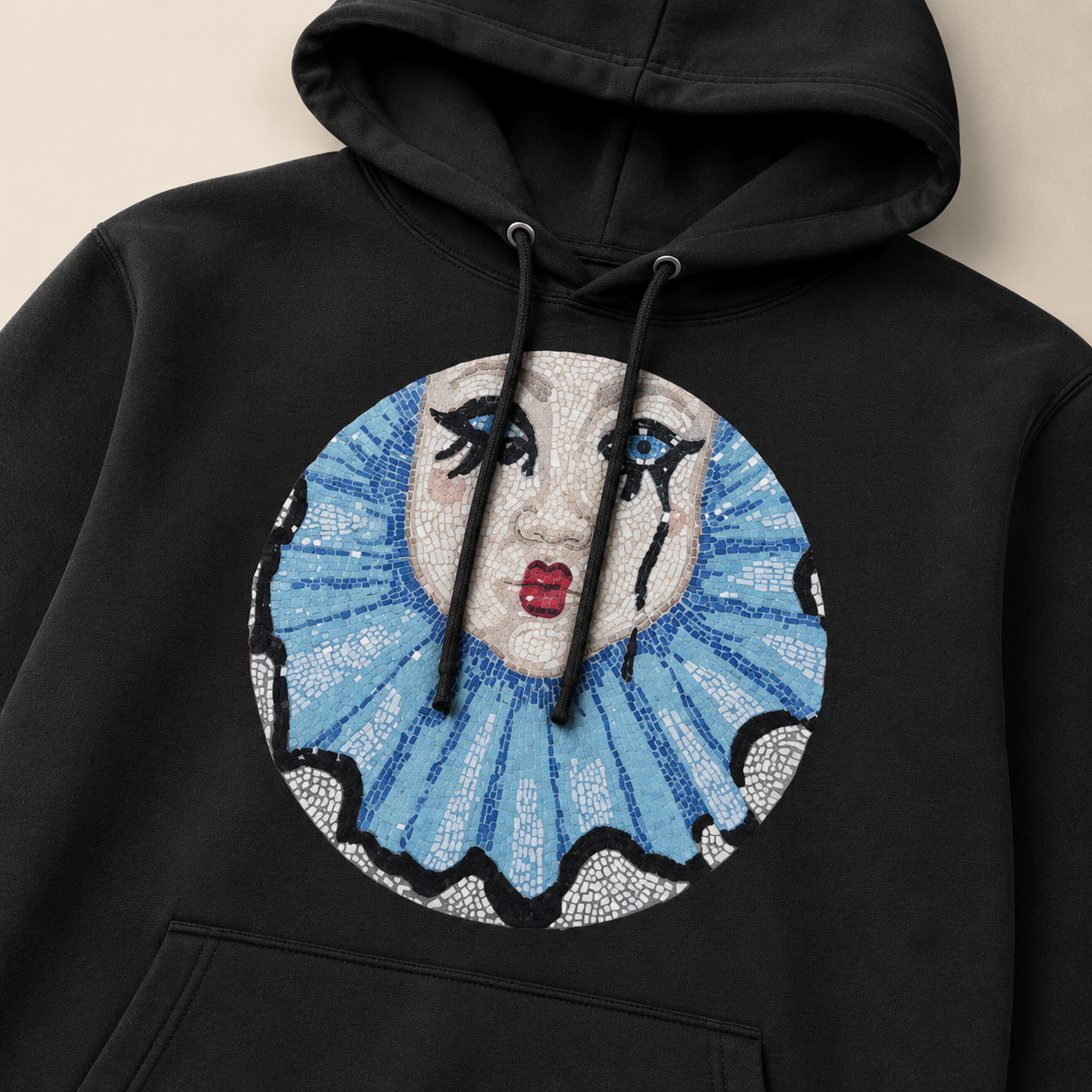 Premium Unisex Pullover Hoodie | Sad Clown Mosaic