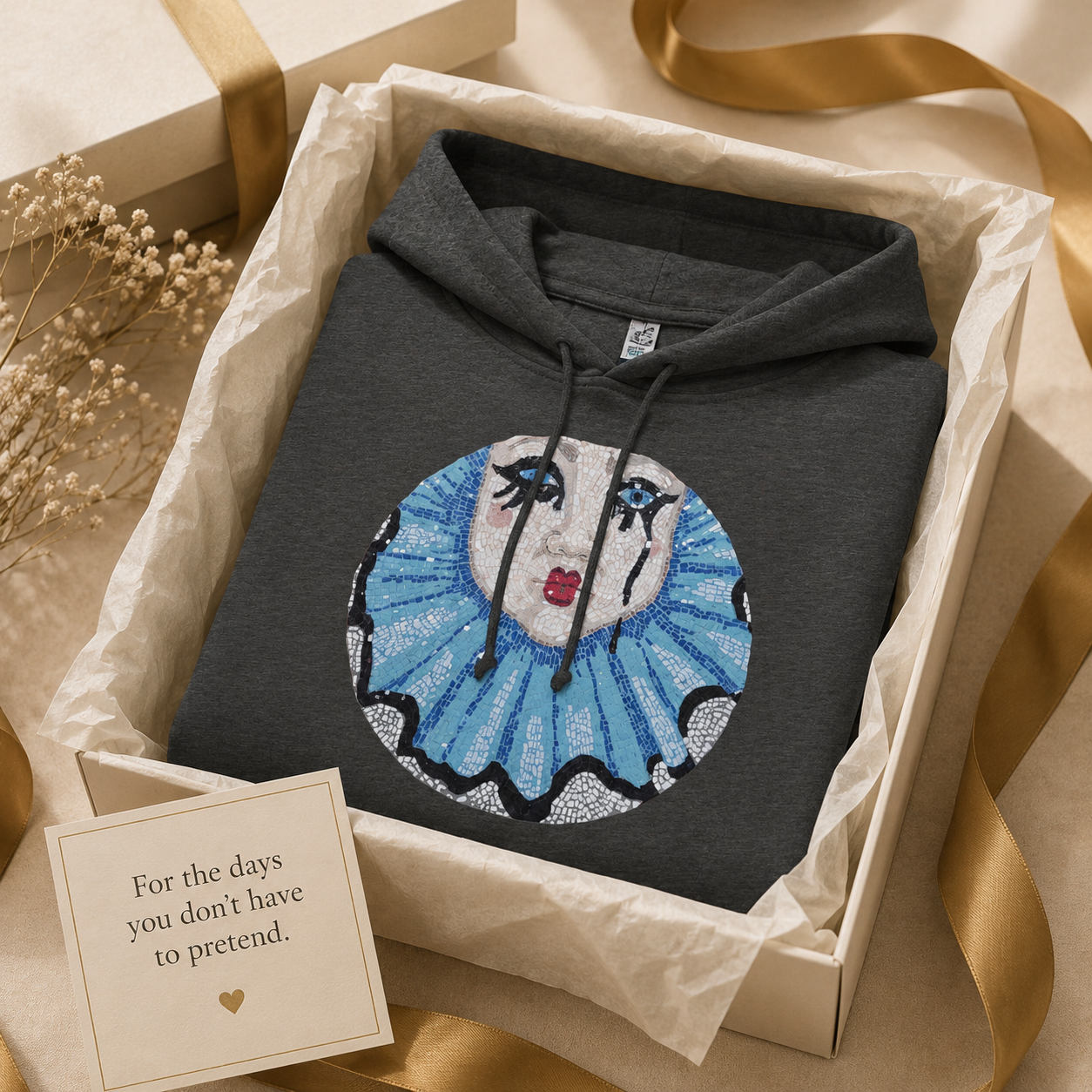 Premium Unisex Pullover Hoodie | Sad Clown Mosaic