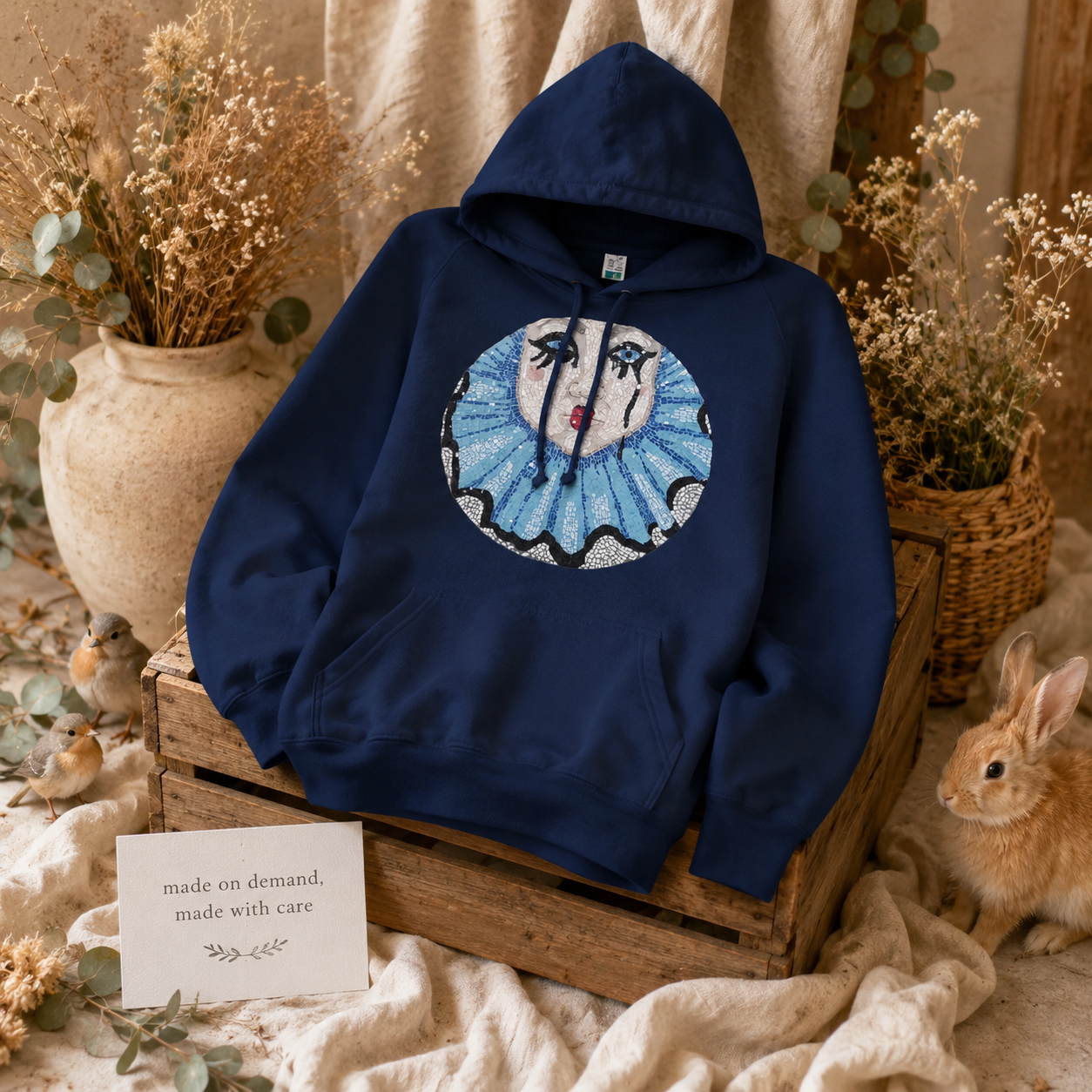 Premium Unisex Pullover Hoodie | Sad Clown Mosaic