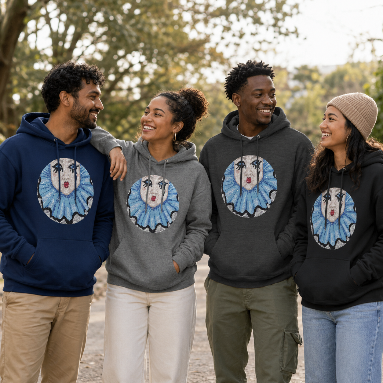 Premium Unisex Pullover Hoodie | Sad Clown Mosaic