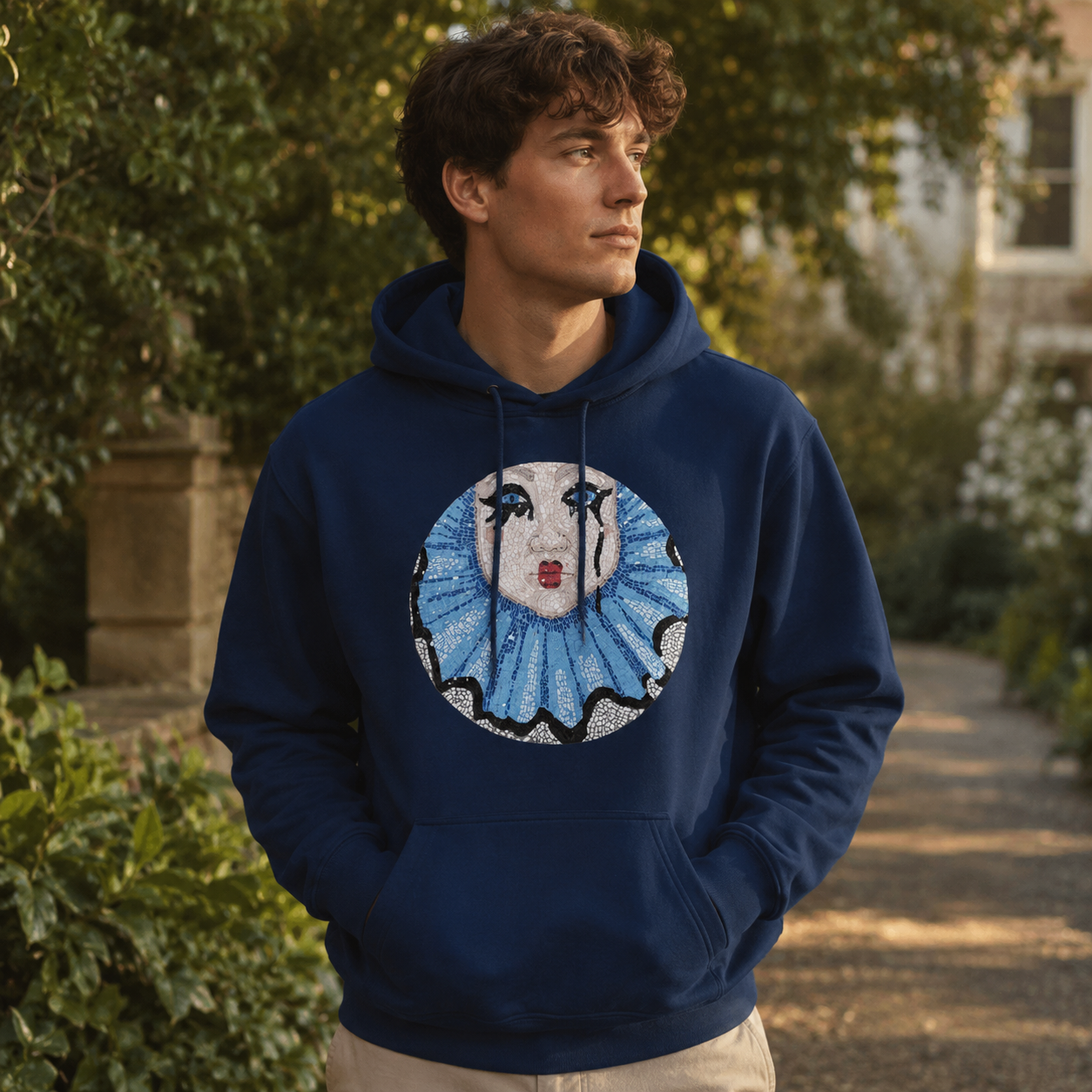 Premium Unisex Pullover Hoodie | Sad Clown Mosaic