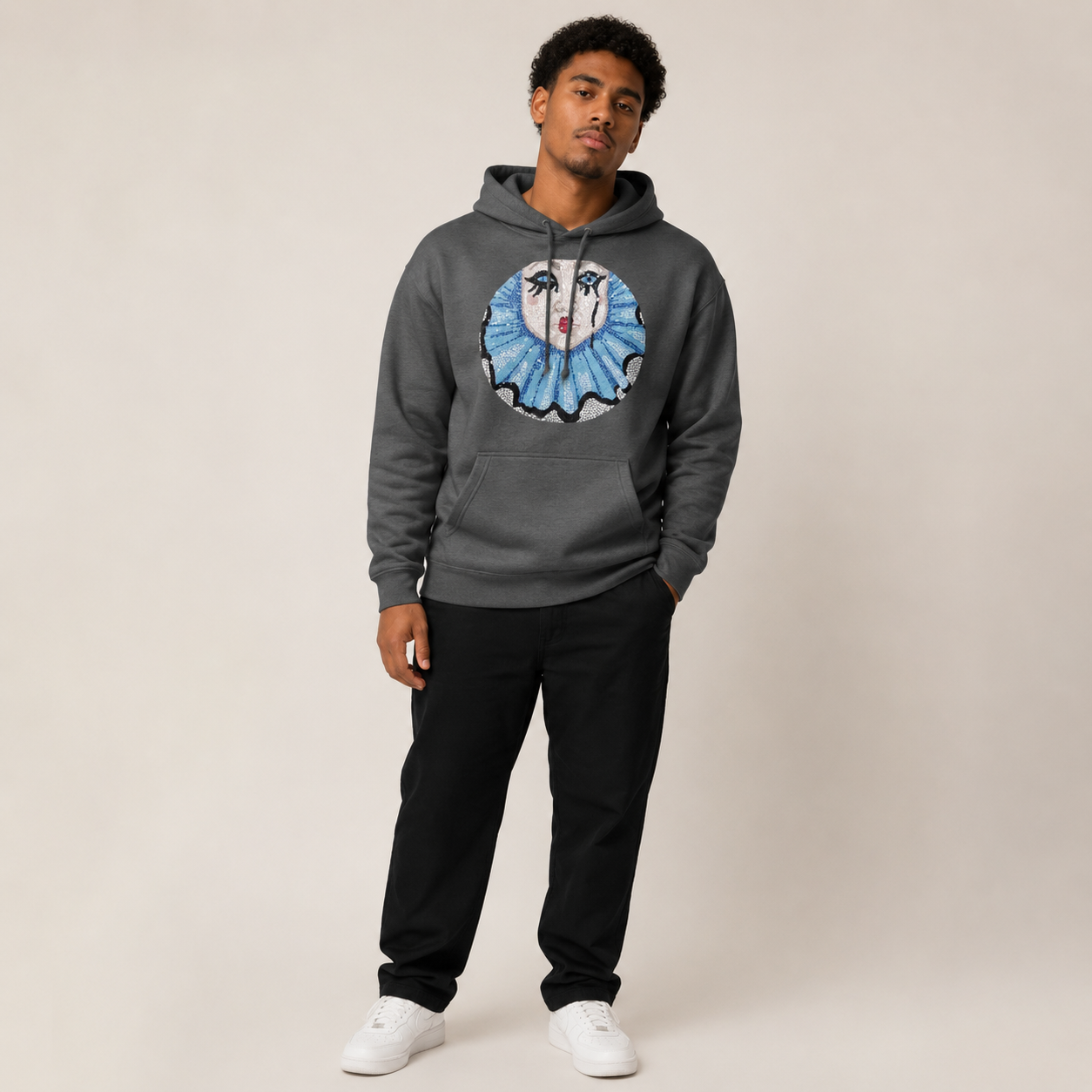 Premium Unisex Pullover Hoodie | Sad Clown Mosaic