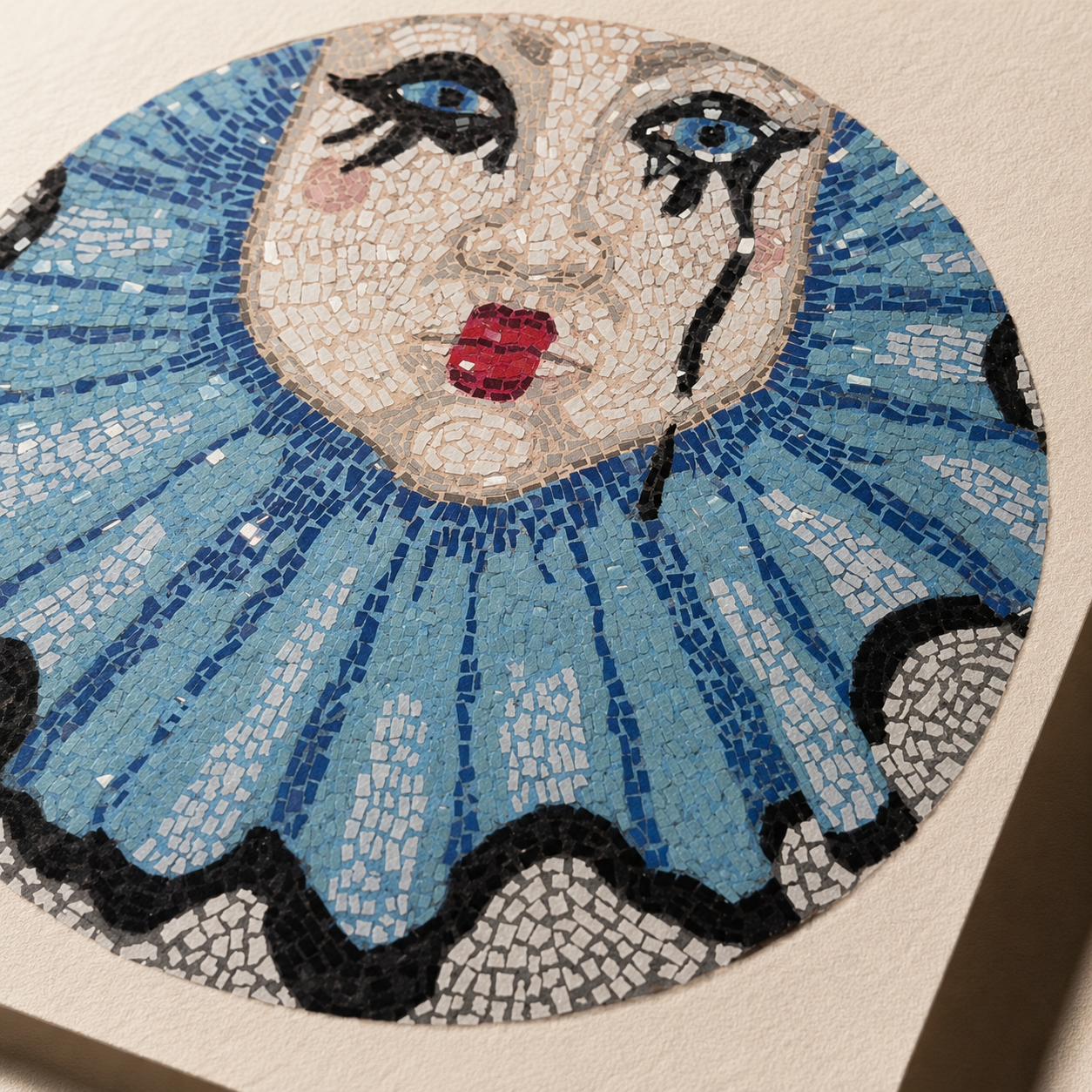Sad Clown Fine Art Poster | Emotional Mosaic Wall Art Print