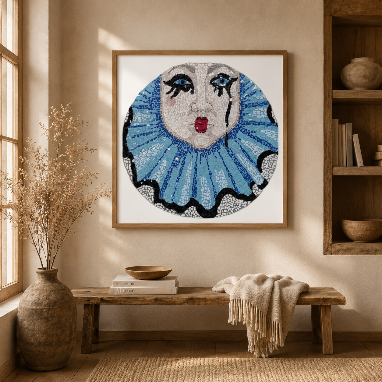 Sad Clown Fine Art Poster | Emotional Mosaic Wall Art Print