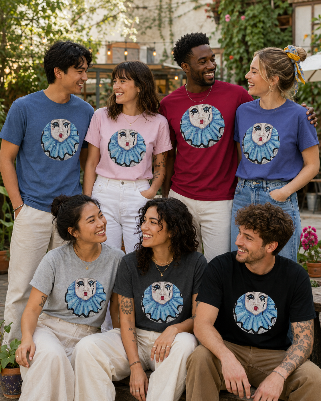 Sad Clown Pop Culture Mosaic Tee