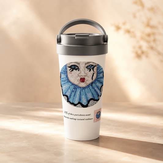 Sad Clown Pop Culture Mosaic Stainless Steel Travel Mug – 15oz