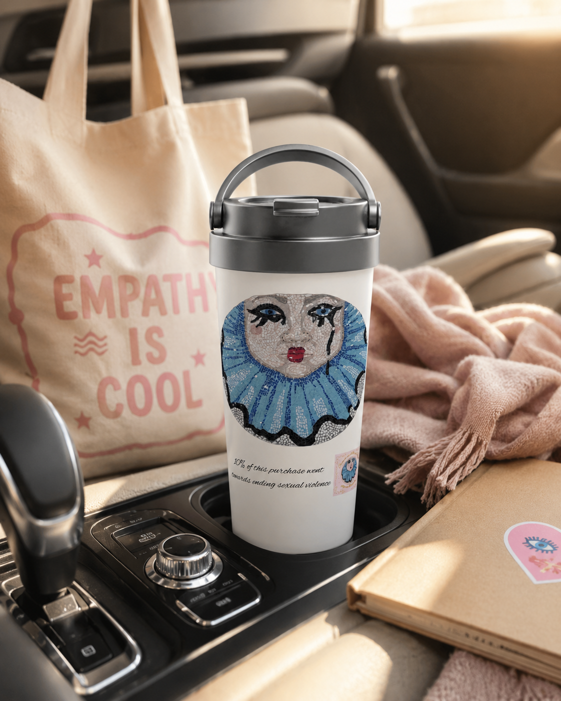 Sad Clown Pop Culture Mosaic Stainless Steel Travel Mug – 15oz