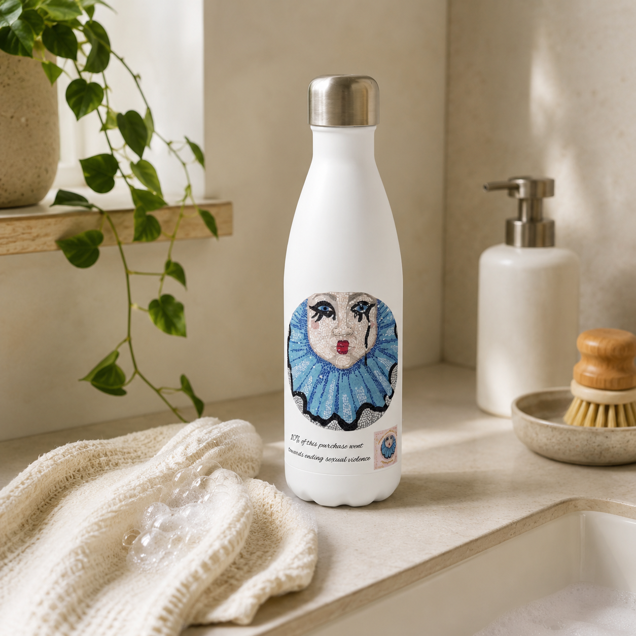 Sad Clown Stainless Steel Water Bottle — 15oz