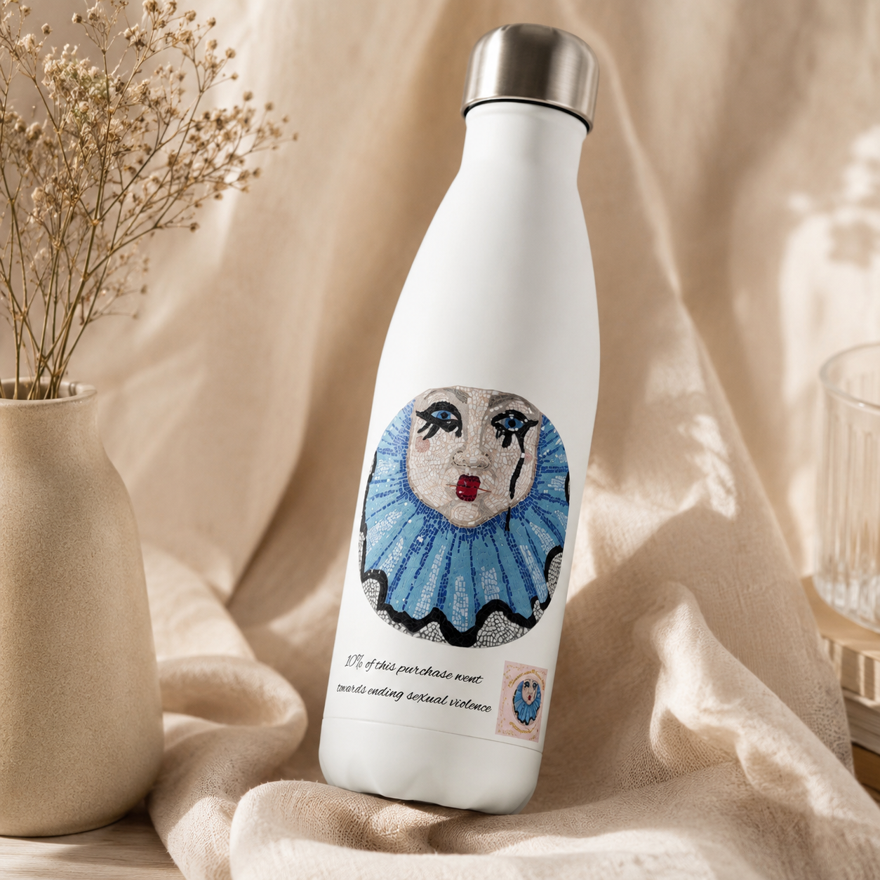 Sad Clown Stainless Steel Water Bottle — 15oz