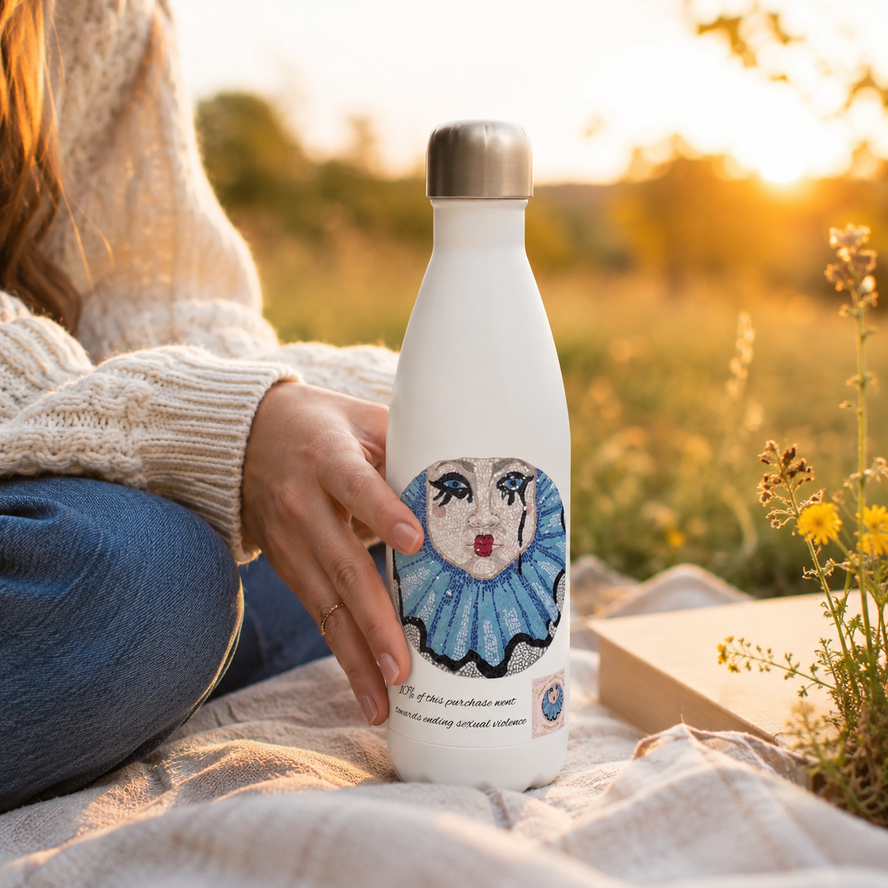 Sad Clown Stainless Steel Water Bottle — 15oz