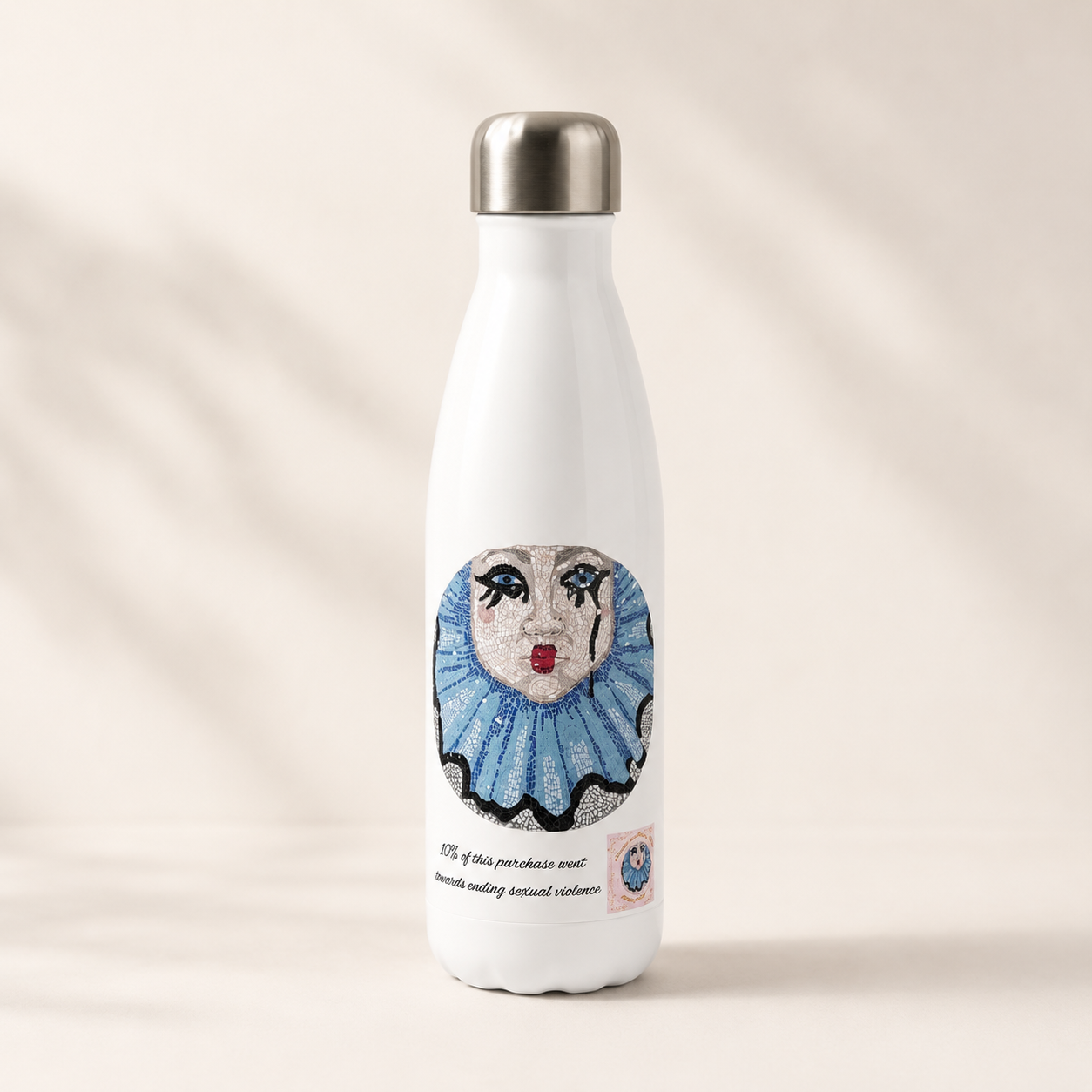 Sad Clown Stainless Steel Water Bottle — 15oz