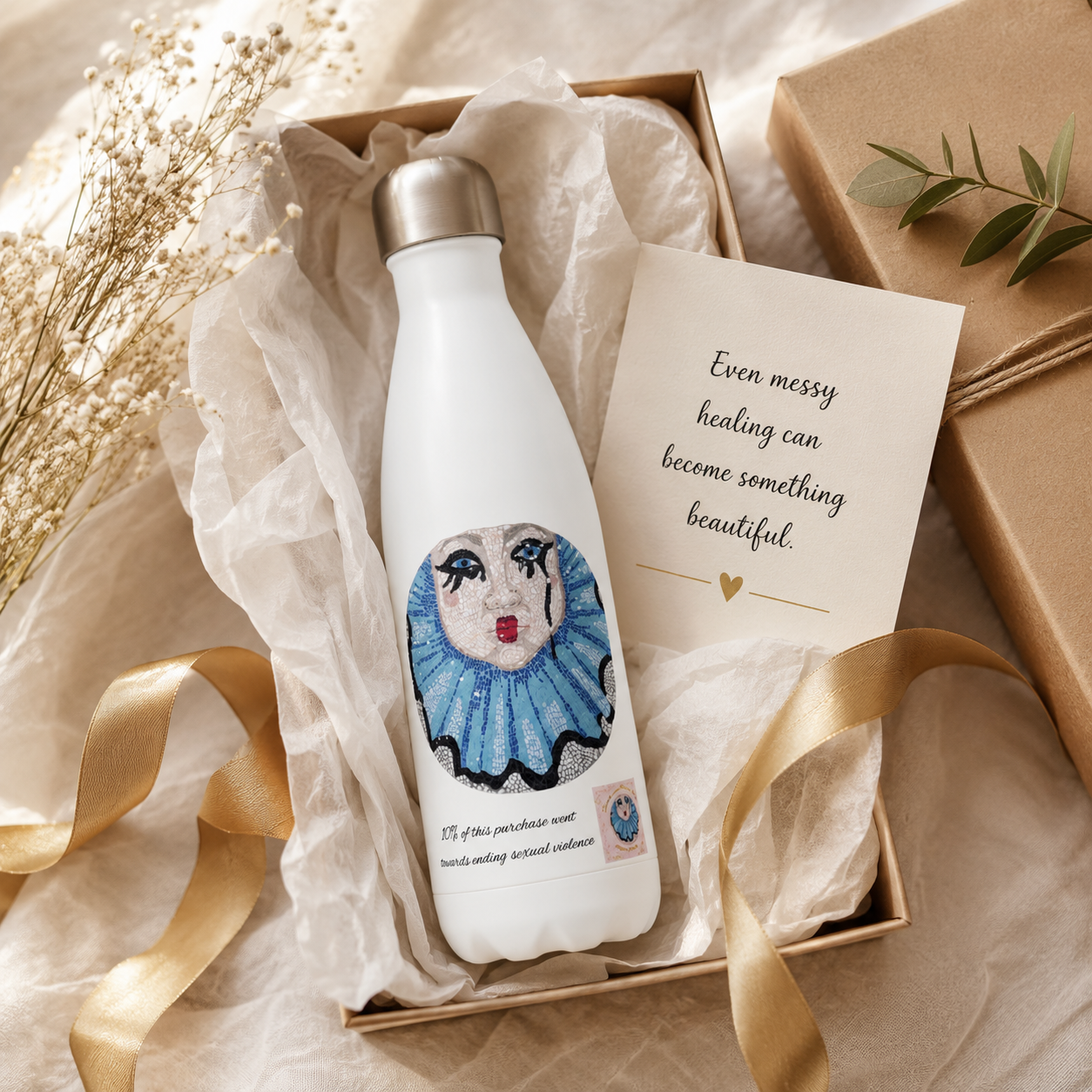 Sad Clown Stainless Steel Water Bottle — 15oz