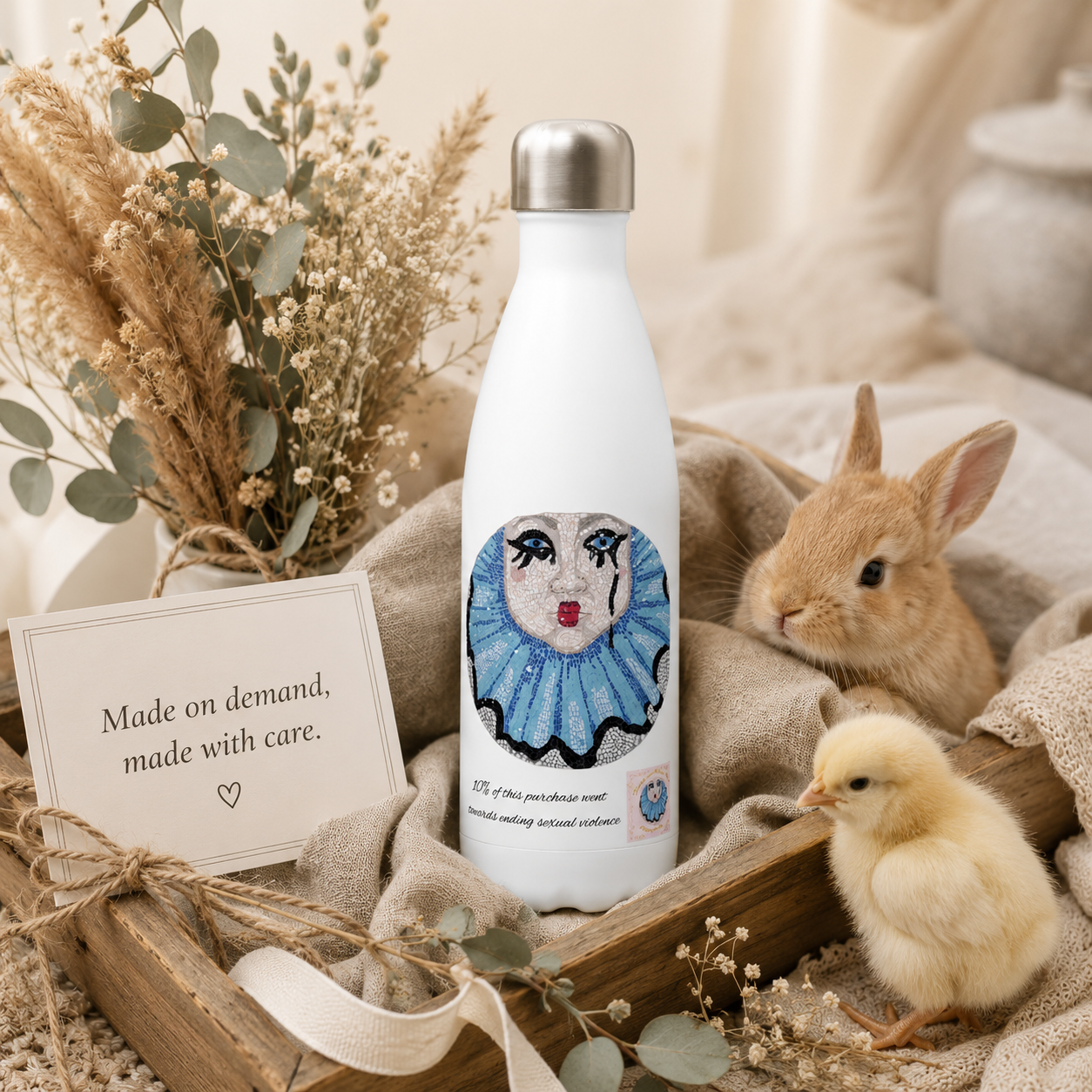 Sad Clown Stainless Steel Water Bottle — 15oz