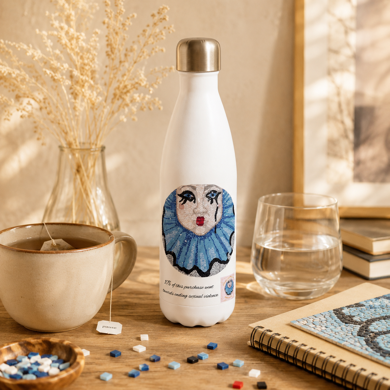Sad Clown Stainless Steel Water Bottle — 15oz