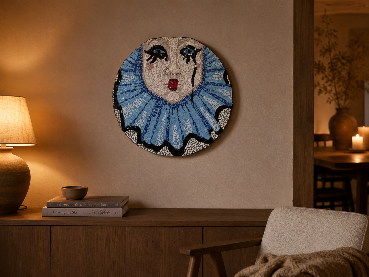 Sad Clown Original Mosaic Artwork | Handmade Australian Art About Healing & Resilience