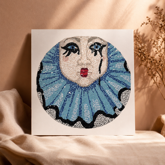 Sad Clown Fine Art Poster | Emotional Mosaic Wall Art Print