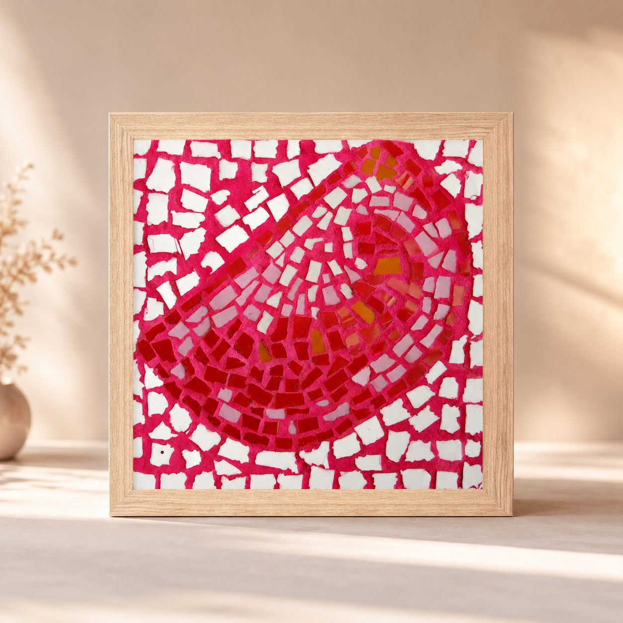 Sliced Perfection Premium Framed Poster — Tomato Mosaic Wall Art