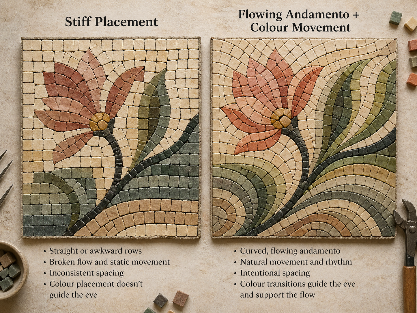 Level 2 Mosaic Masterclass | Andamento, Mesh Method & Multi-Coloured Grout
