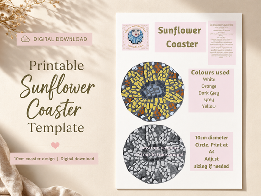 🌻 Sunflower Coaster — Digital Download Design Template
