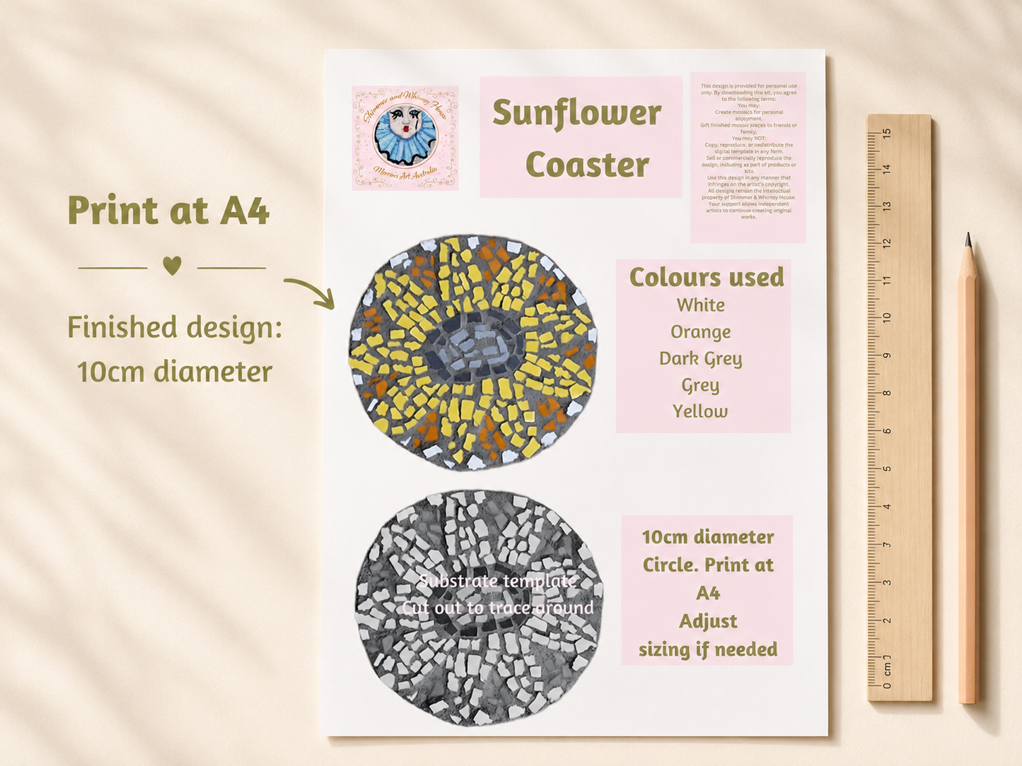 🌻 Sunflower Coaster — Digital Download Design Template