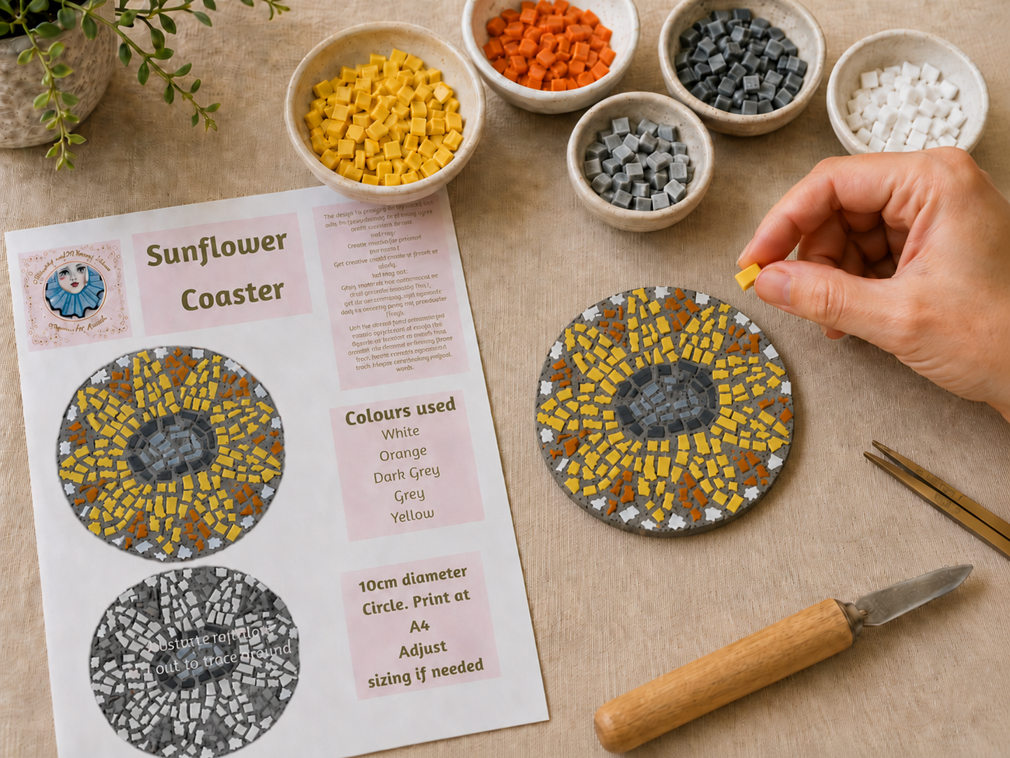 🌻 Sunflower Coaster — Digital Download Design Template
