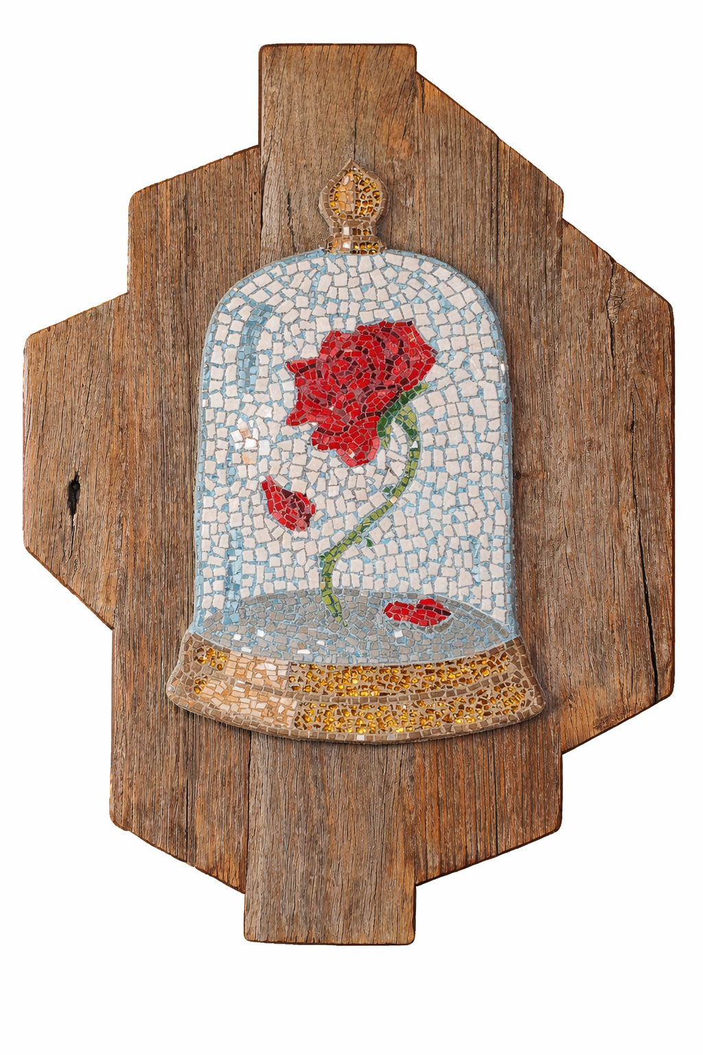 the cursed rose mosaic hero image on a clear white background showcasing the texture and detail in the artwork