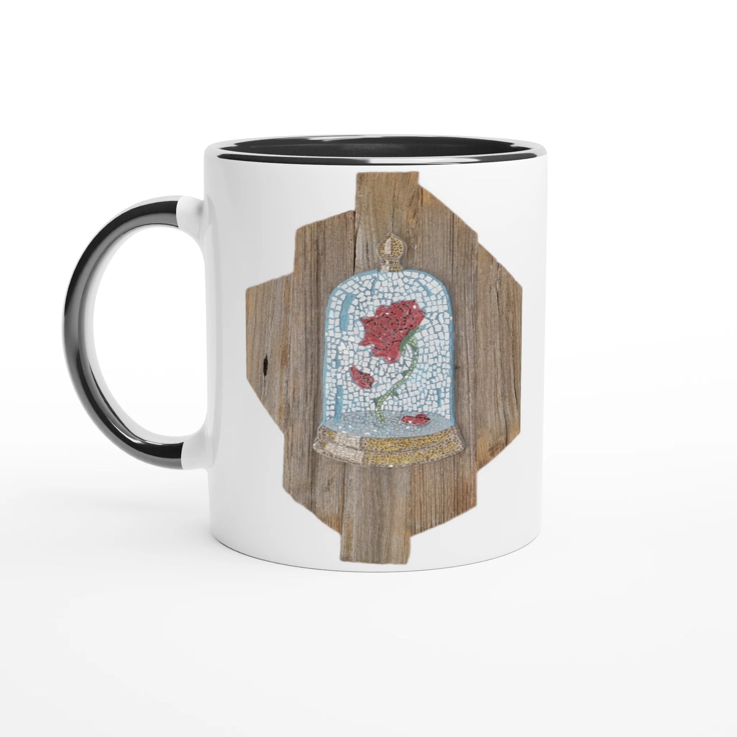 the cursed rose mosaic mug with black inside