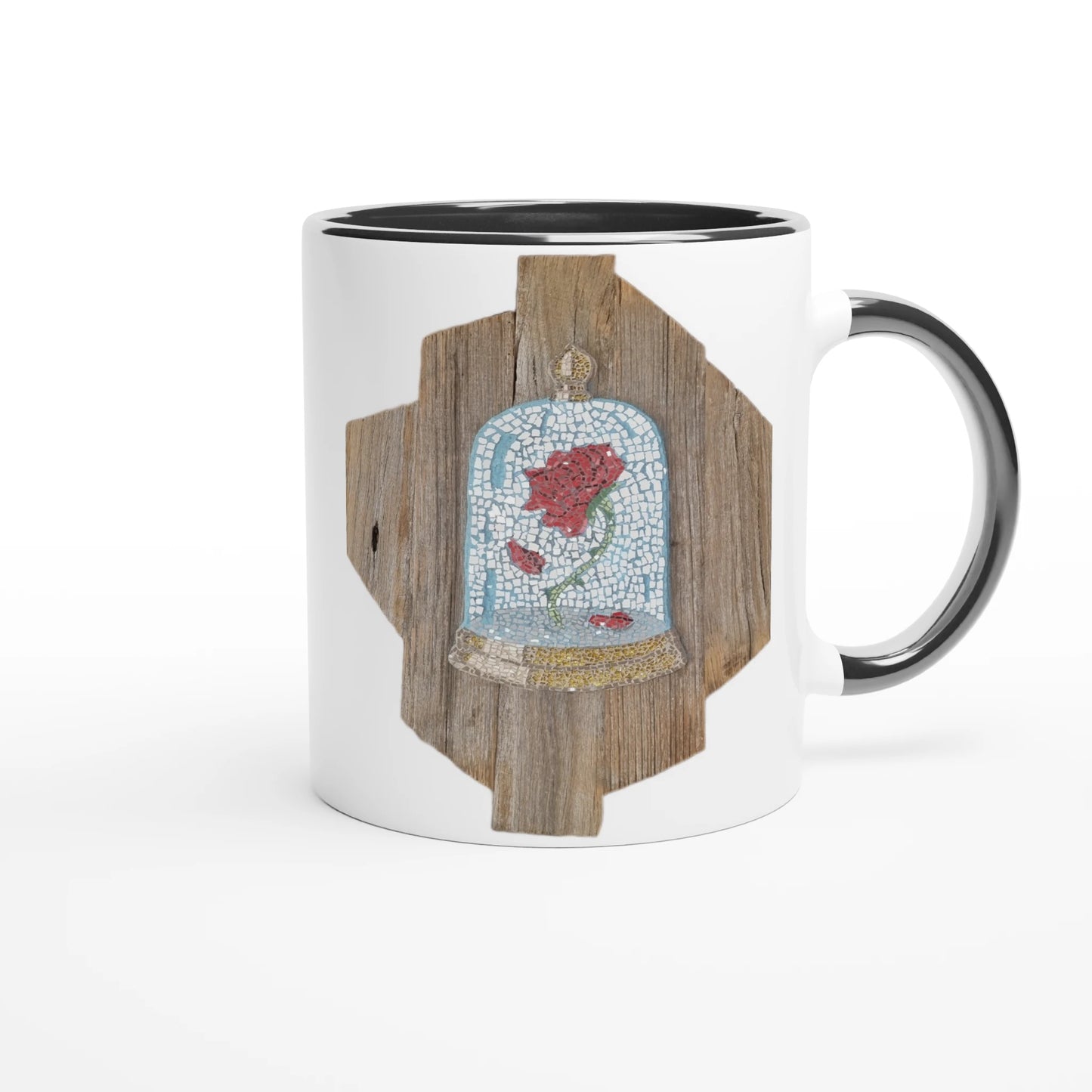 the cursed rose mosaic mug with black inside handle right 