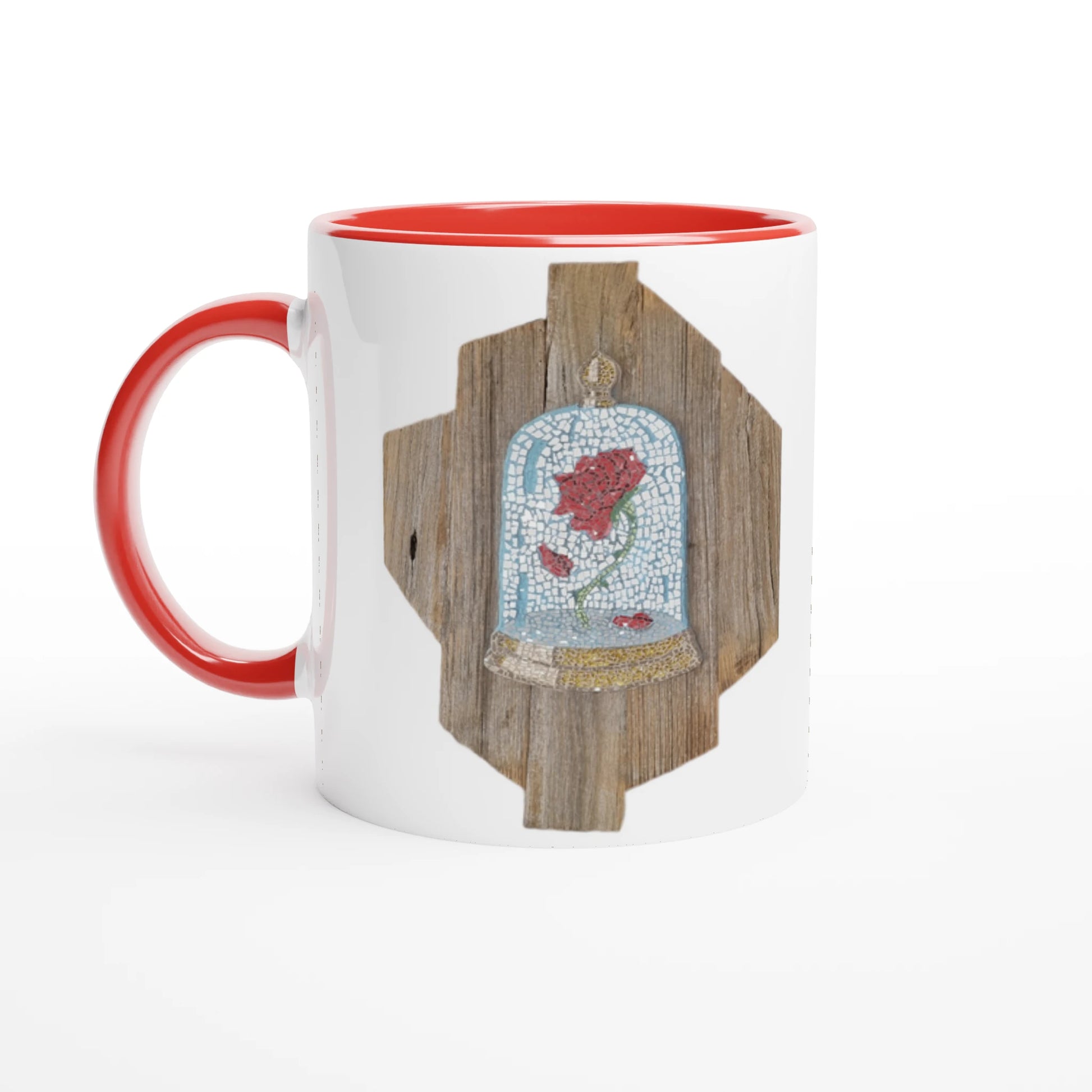 the cursed rose mosaic mug with red inside
