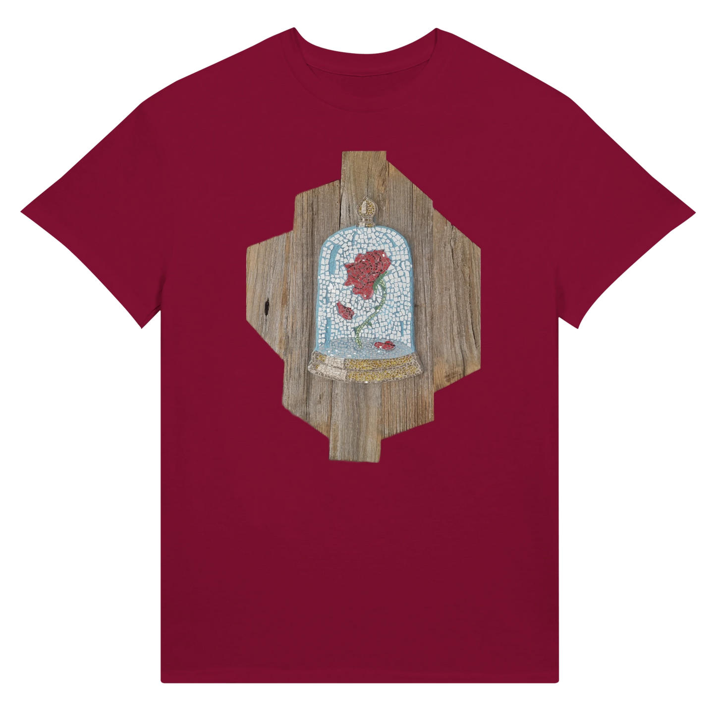 he cursed rose mosaic red t-shirt merrins art