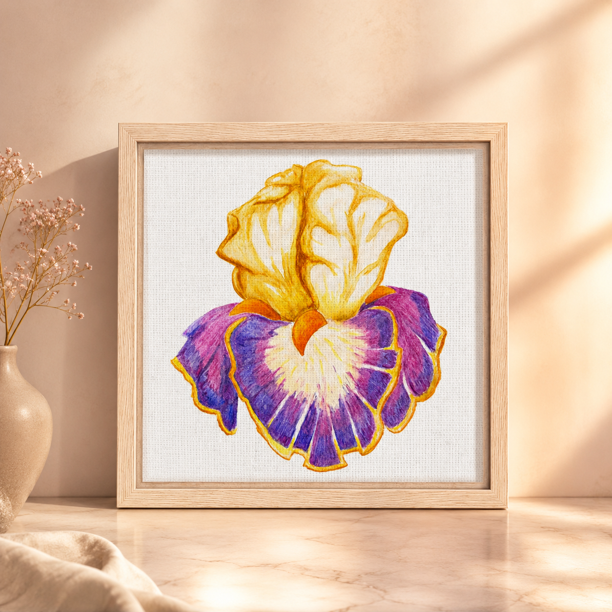 Iris of Solara Framed Canvas Print | Floral Wall Art with Meaning