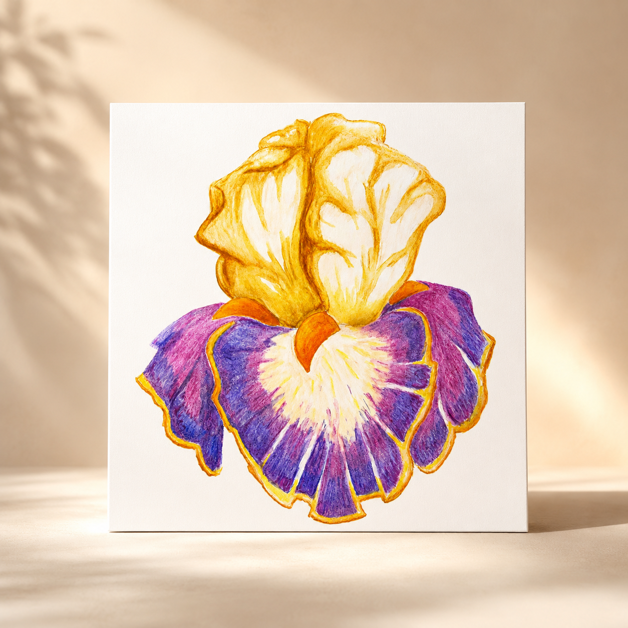 Iris of Solara Fine Art Poster | Floral Watercolour Pencil Wall Art