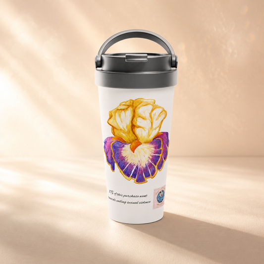 Iris of Solara Travel Mug | Floral Stainless Steel Mug for Mindful Living