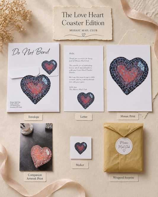 Past Mosaic Mail Club | April 2026 | Love Heart Coaster Mosaic