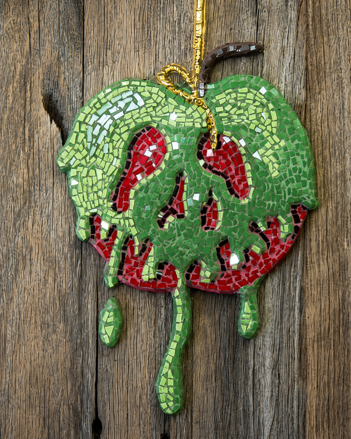 Poisoned Apple Mosaic – Mounted on Recycled Timber Shadow Box