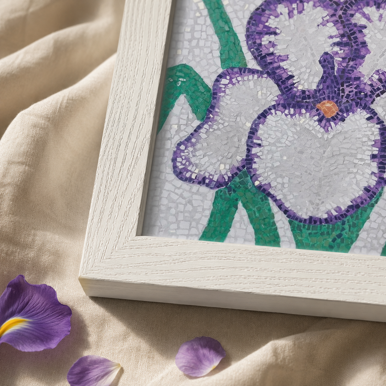 Violetta Iris Framed Fine Art Print | Floral Mosaic Wall Art