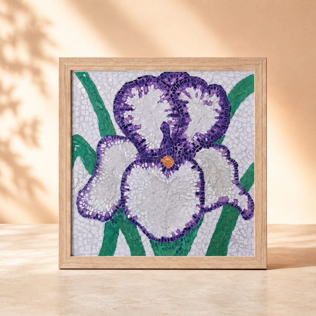 Violetta Iris Framed Fine Art Print | Floral Mosaic Wall Art