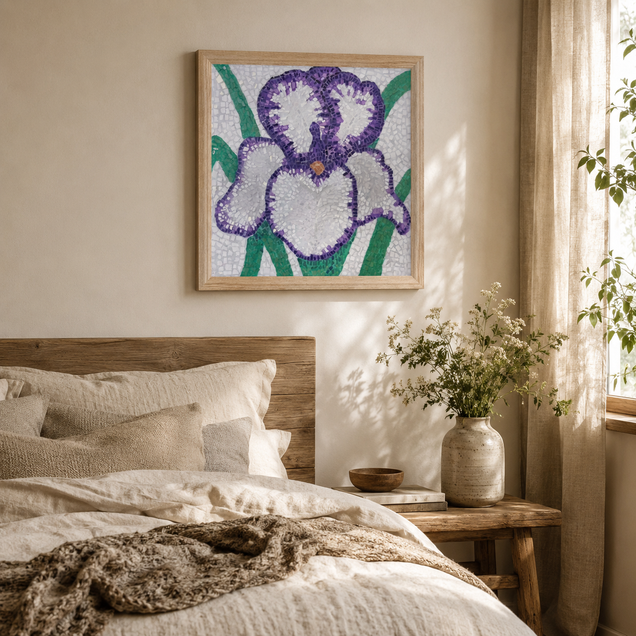 Violetta Iris Framed Fine Art Print | Floral Mosaic Wall Art